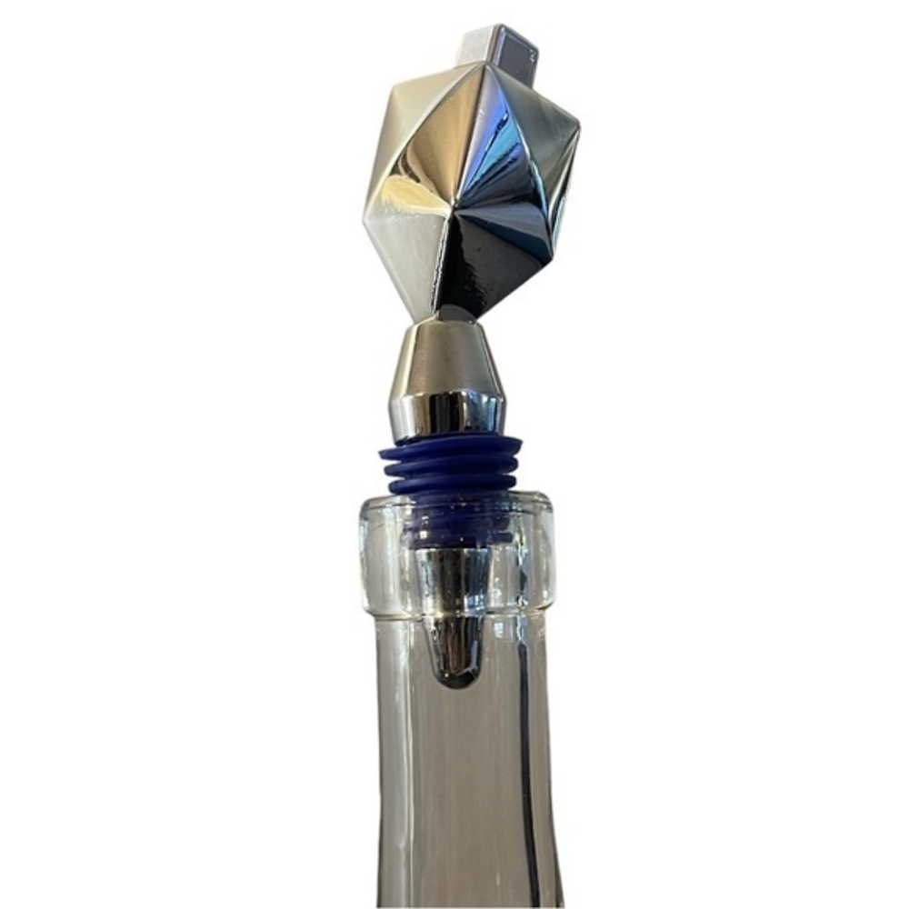 Dreidel Wine‎ Cork Liquor Bottle Stopper - Silver Metal & Blue Silicone Jewish